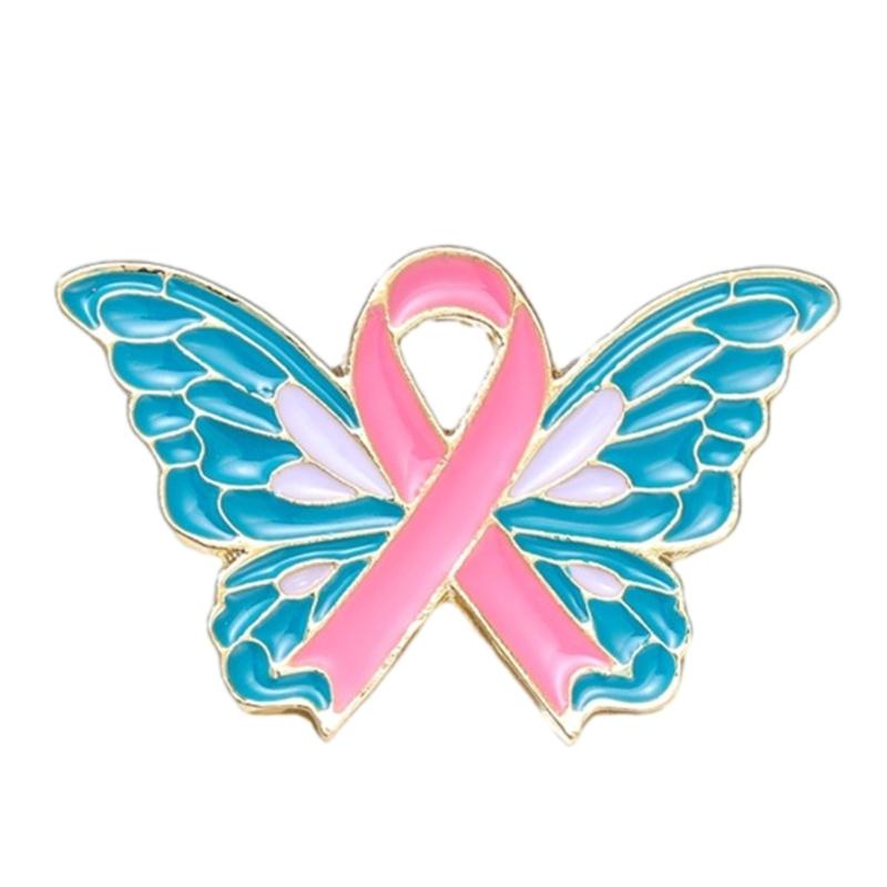 Charity Public Awareness Ribbon Lapel Pin Fashion Butterfly Jewelry Health Awareness Stylish Ribbon Brooch Pin 1