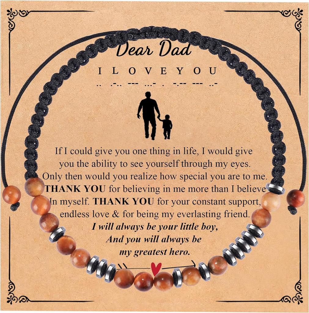 Morse code bracelet, magnet spacer, tiger eye weave, gift bracelet, emperor stone code bracelet.