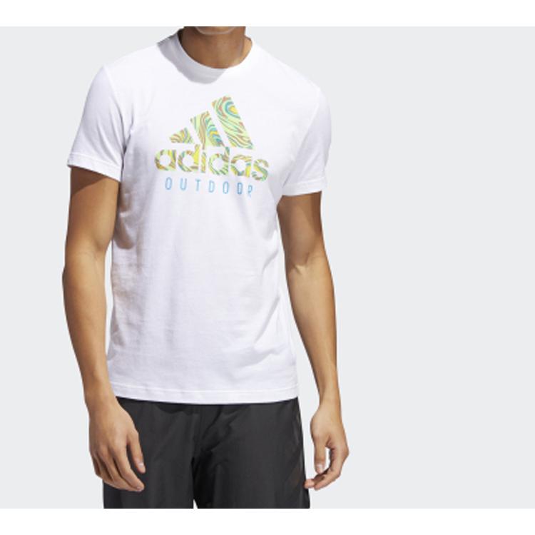 Adidas T Shirts Men's White Crew Neck Moderate Straight Fit FM7528