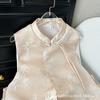 New buckle stand-up collar crane jacquard vest retro vest high-end sleeveless top