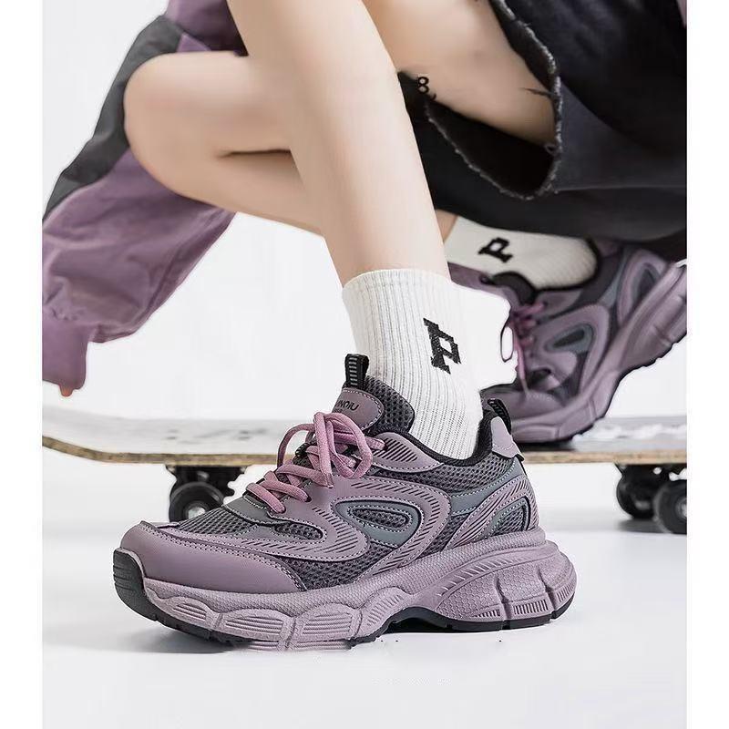 Mesh High-value Purple Platform Dad Shoes Autumn New Breathable Casual Sports Shoes