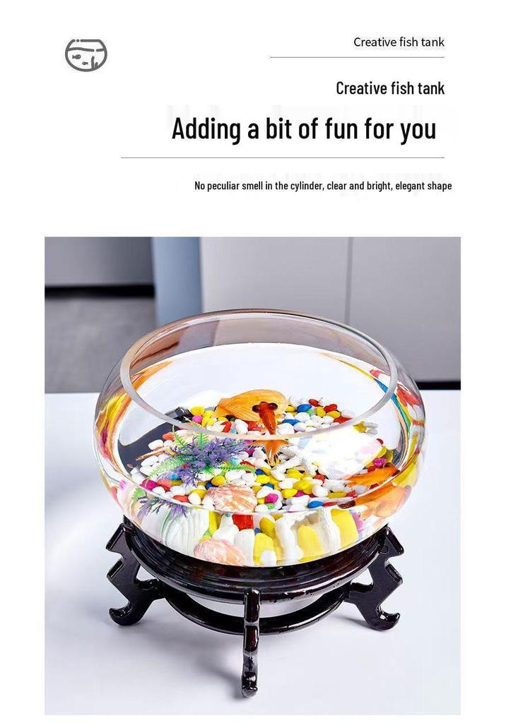 Creative Round Glass Fish Tank for Desktop, Office, or Living Room