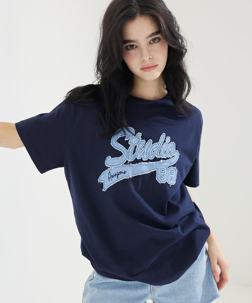 AWESOME STUDIO Studio Denim Patch Short Sleeve T-Shirt