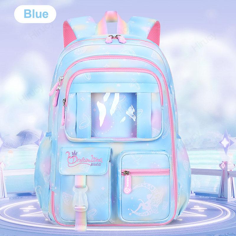 Girl's School Bag with Large Capacity Side-Open Children School Backpack Cartoon Outdoor Travel Bag for Kids Teenage Child