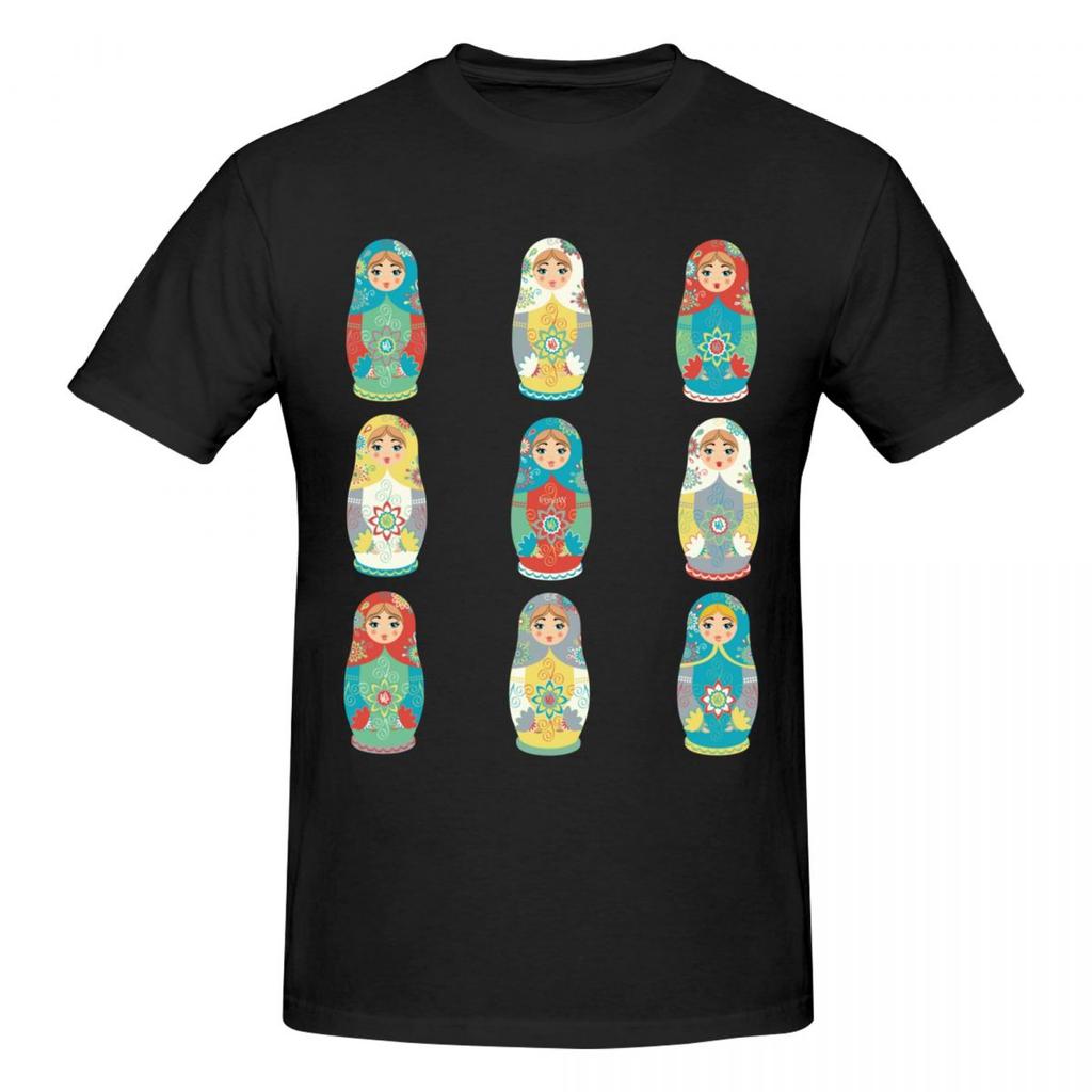 Unisex Funny Matryoshka Doll Fun T Shirt Streetwear Oversized Oneck Cotton Sleeve Shirt Unisex