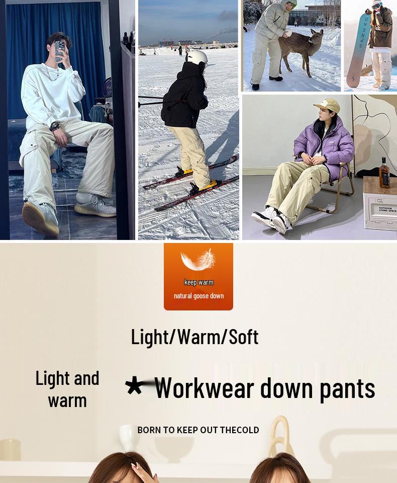 Damen High-End Winter Gänsedaunen Cargo Hose - Winddichte Ski-Oberbekleidung 2025