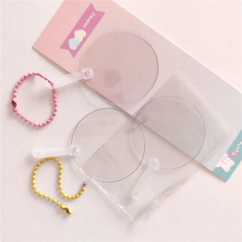 Mini summer transparent round portable fan with keychain
