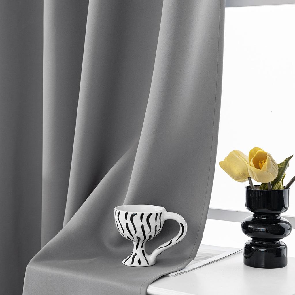 High-Precision Curtain Finished Curtain Fabric Solid Color Heat Insulation Window + Shading