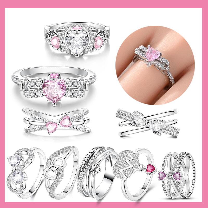 925 Silver Beautiful Stars and Moon Shining Sun Geometry Infinite Combination Ring Boutique Matching Gifts