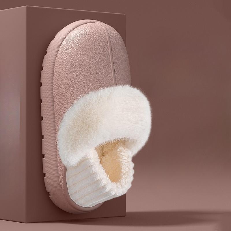 Waterproof Slippers, Anti-slip, Warm, Thick-soled Bags with Heels, and Fluffy Cotton Shoes for Outerwear