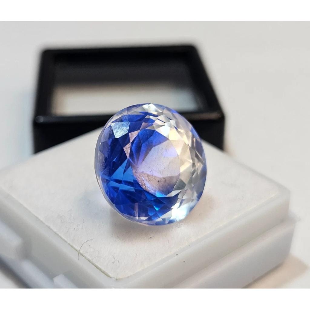 Krásný Pitambari Sapphire Přírodní Kulatý Brus 15-16 Ct Certifikovaný Drahokam