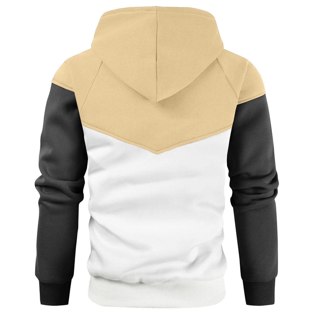 Autumn & Winter Youth Loose-Fit Three-Color Patchwork Hoodie (Plus Size, European Size)