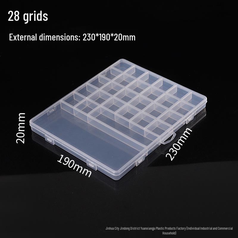 Aufbewahrungsbox aus transparentem Kunststoff mit 24 Fächern für Nailart, Strasssteine, Perlen und Schmuckzubehör