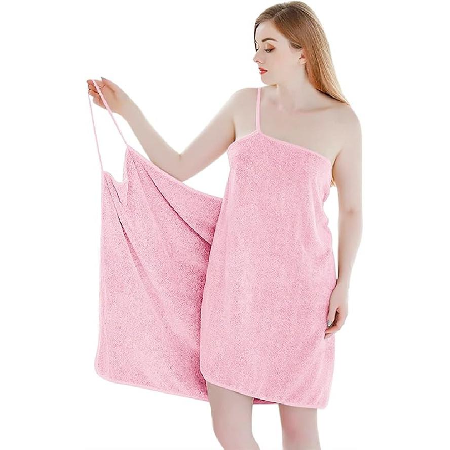 Sexy Sling Bath Towel With Straps for Women Girls Wearable Absorbent Fleece Bath Wrap Towel Long Shower Wrap Night Dress One Size