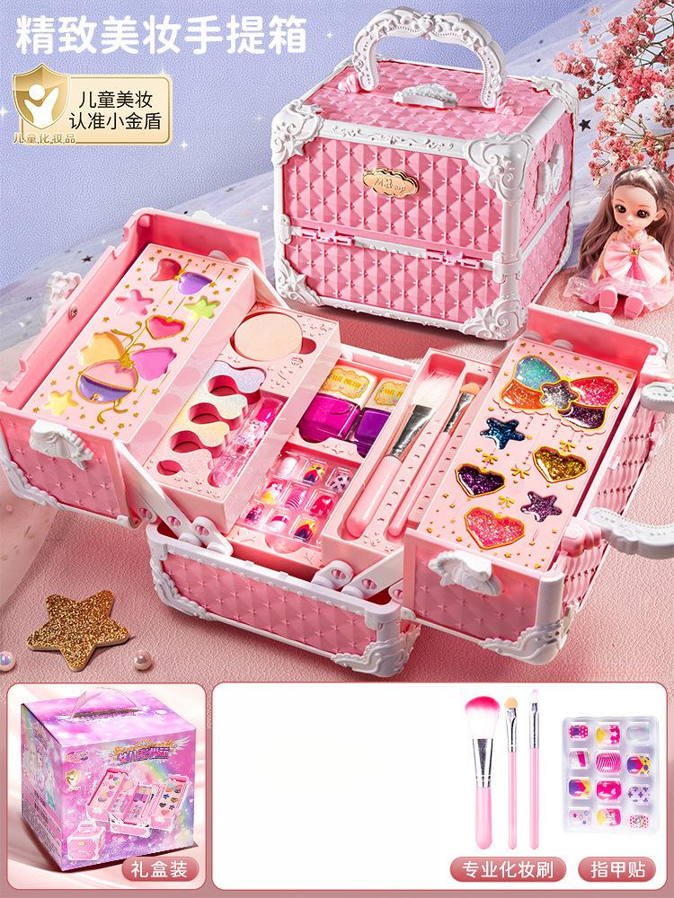 Kinderen wasbare make-up meisjes speelgoed - Kinderen make-up kit voor meisjes, echte make-up set, kleine meisjes make-up kit voor peuters kinderen pr