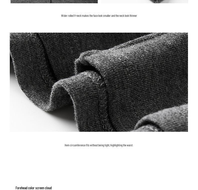 Premium Rolled-Edge V-Neck Slimming Long Sleeve Top for Women - Autumn/Winter