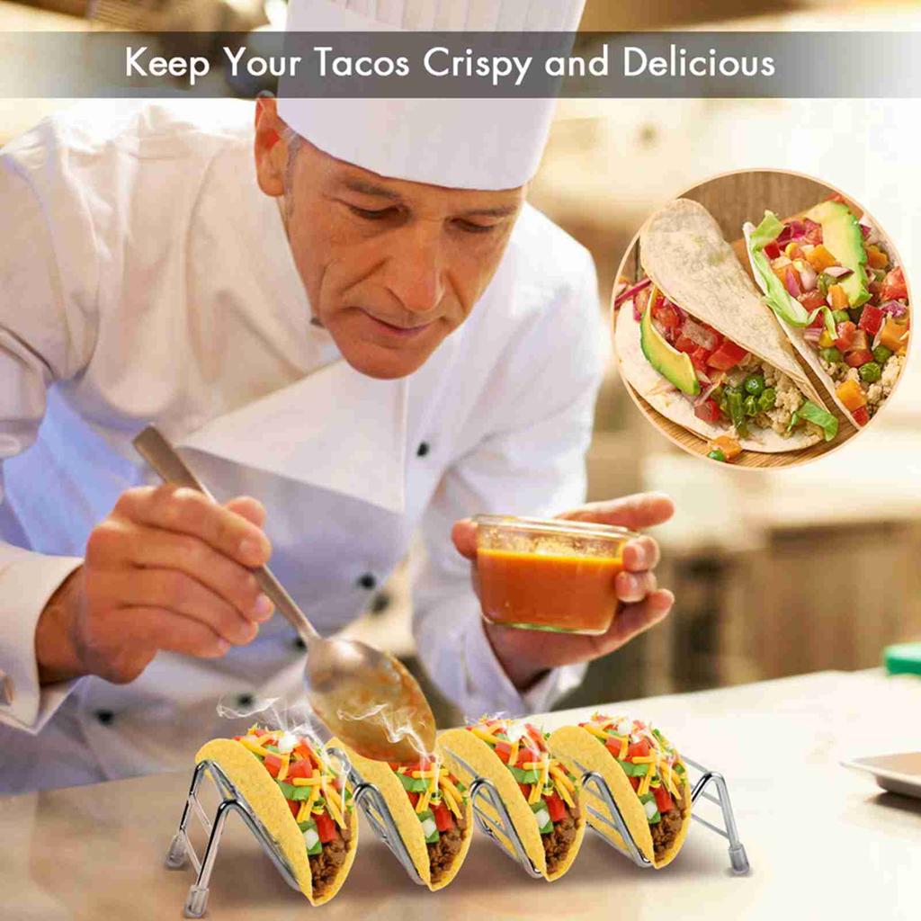 2Pcs Taco Holders Stainless Steel Taco Stand Rack for Hard or Soft Shell Tacos