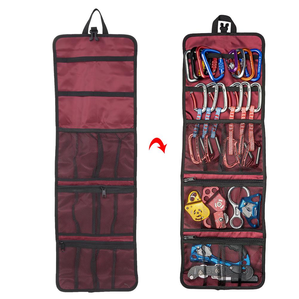 Purple Red Nylon Outdoor Rock Ice Climbing Mountaineering Equipment Storage Bag Quick Hanging Pouch