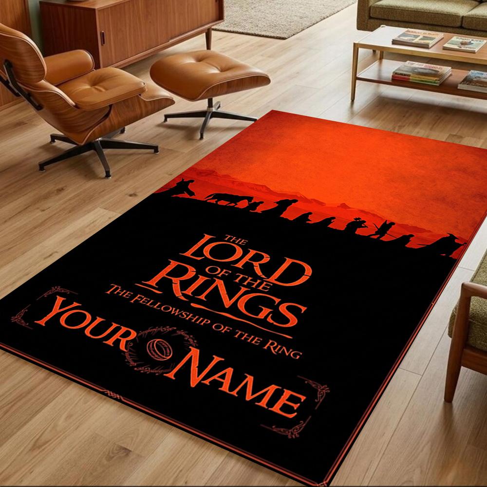 Lord Rings Customized Name Floor Rug Office Rug Design for Balcony Living Rooms Bedrooms Kitchen Antislip Carpet Anime Office Decor
