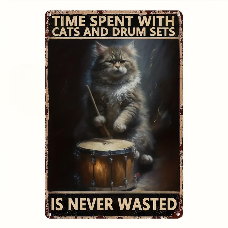 Vintage Schlagzeuger Anhänger Metall Blechposter Schlagzeug Metall Blechschild Poster Platte für Schlagzeuger Café Garage Fitnessstudio oder Boxclub Dekor