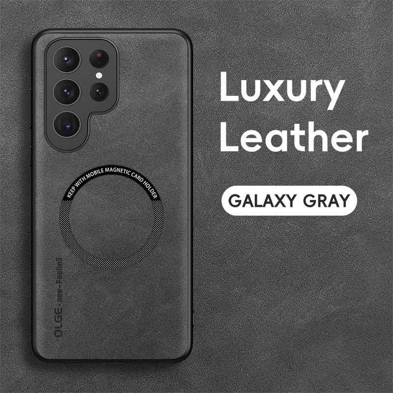 

Ретро кожаный мягкий чехол для Samsung Galaxy S25 Edge S24 S23 S22 S21 S20 Ultra Plus FE Магнитная беспроводная зарядка Задняя крышка Galaxy S24 Ultra