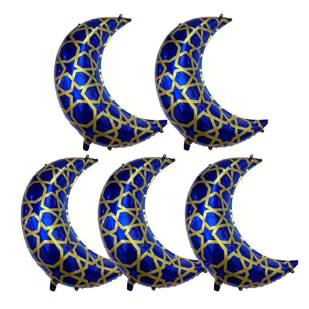 5-Pack Blue Moon Balloons, Moon Foil Balloons, Suitable for Eid Al-Adha Festival, Mubarak Decorations, Muslim Eid Al-Adha Other