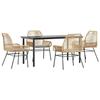 VidaXL Garden Dining Set Cushions 5pcs Brown Poly Rattan Glass 3334572
