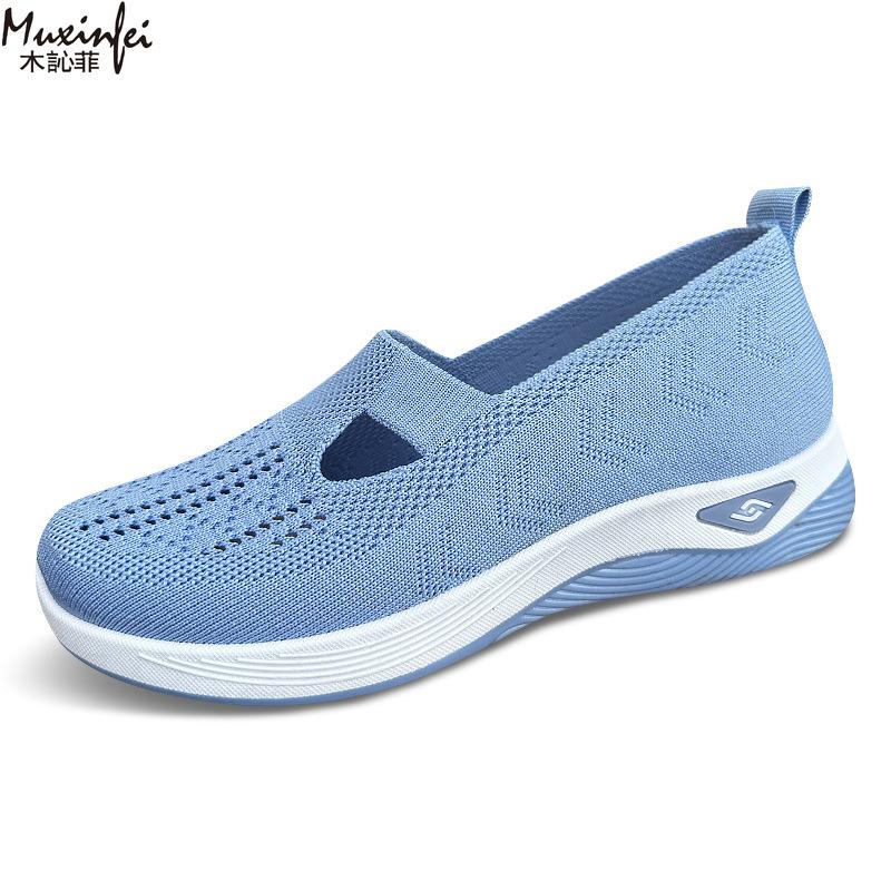 Chaussures d'été pour femmes Respirantes à semelle souple Chaussures pour femmes à enfiler en tissu grande taille 35-43 chaussures pas chères liquidation