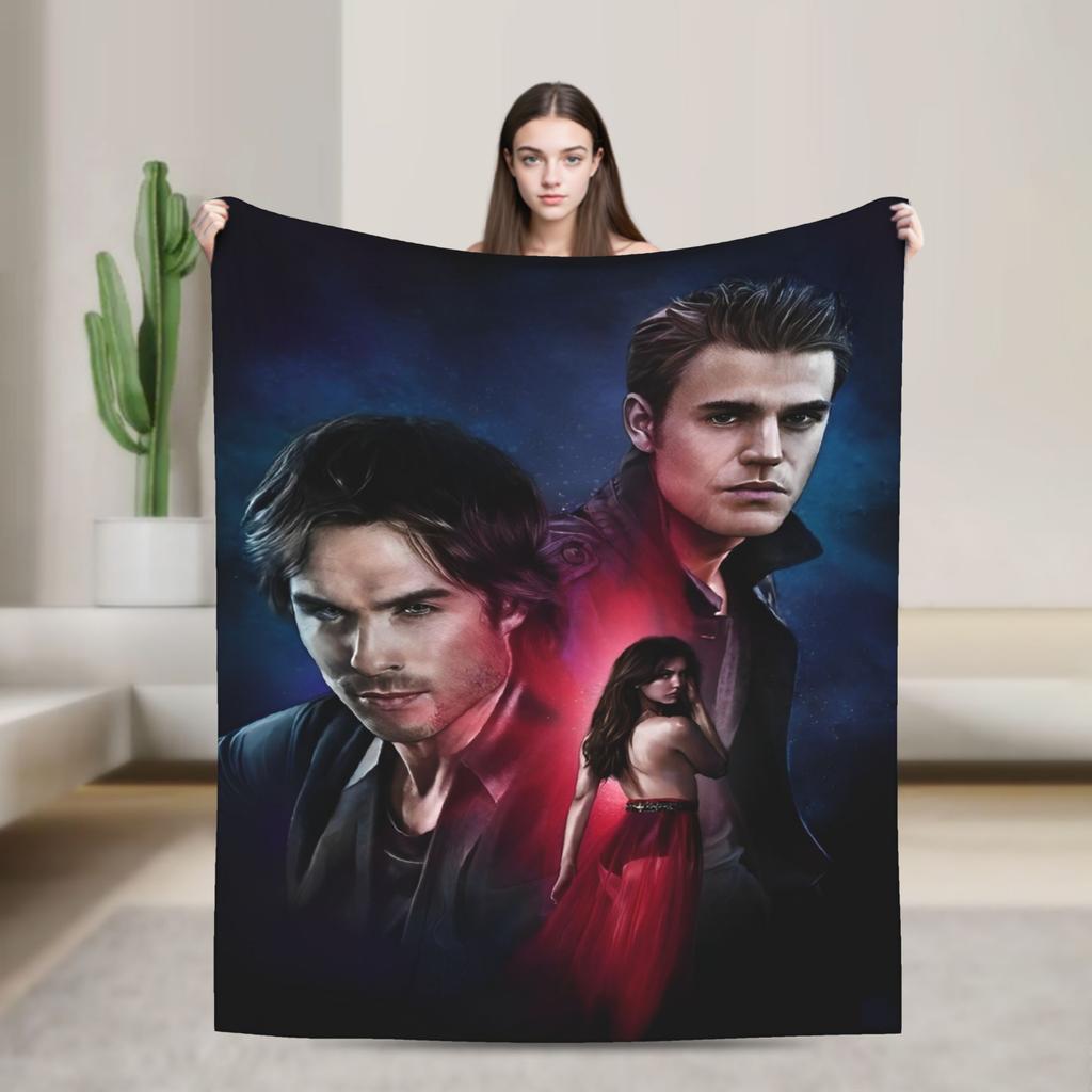 Coperta The Vampire Diaries Flanella Decorazione Dramma Horror Dark fantasy Coperte da Divano per Letto Viaggio Copriletti