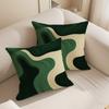 2pcs Green Abstract Wave Pillow Covers Plush Fabric Soft Double-Sided Printed Sofa Warm Winter Home Gift Pillow Cover Home Decor