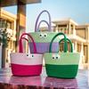 Adorable Monster Eye Design Woven Storage Basket Cotton Line Desktop Organizer for Toys Snacks Cosmetics Home Wardrobe Storage