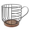 Large Capacity Coffee Pod Holder Solid Wood Base Mug Shape Mug Shape Coffee Pod Holder Wire Basket Anti-Slip Design