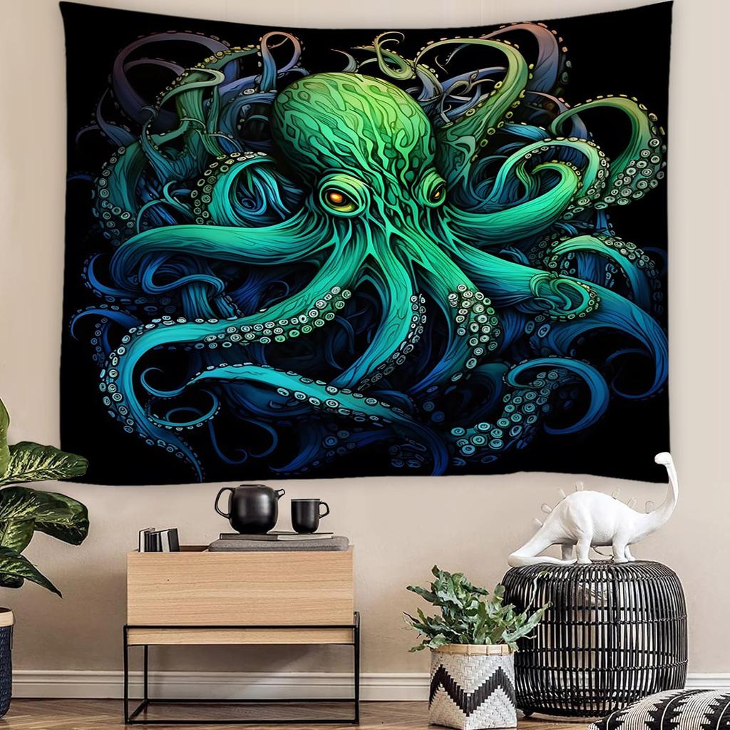 Psychedelic Octopus Tapestry Ocean Monster Tapestry Abstract Style Tapestry Home Living Room Bedroom Dorm Decor Background Cloth