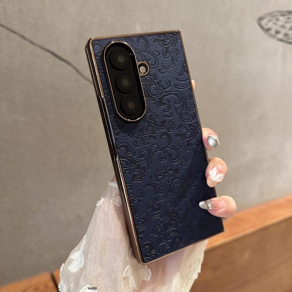 Dragon Pattern Leather Protective Case with Film for Samsung Z-Fold7/Z-Fold6/Z-Fold5