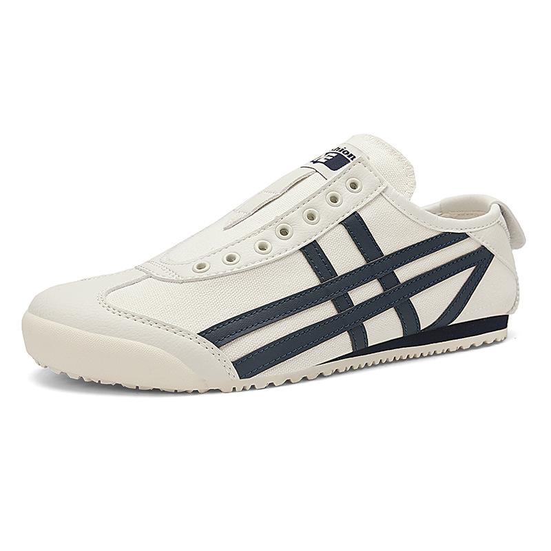 Summer Lazy One-pedal Lace-up-free Men's Shoes Little White Shoes Breathable Flat-bottomed Canvas Casual Shoes