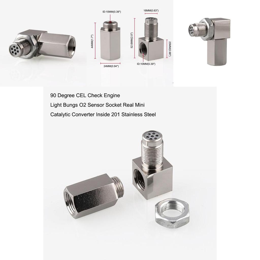 Ideal Gift 90 Sensor Spacer Engine Light Cel Check Bung Mini Catalytic Converter For Car Enthusiasts