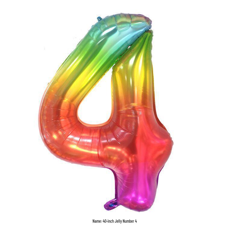 Balon Folie Număr Jelly Gradient Curcubeu de 40 de Inchi pentru Decorațiuni de Ziua de Naștere