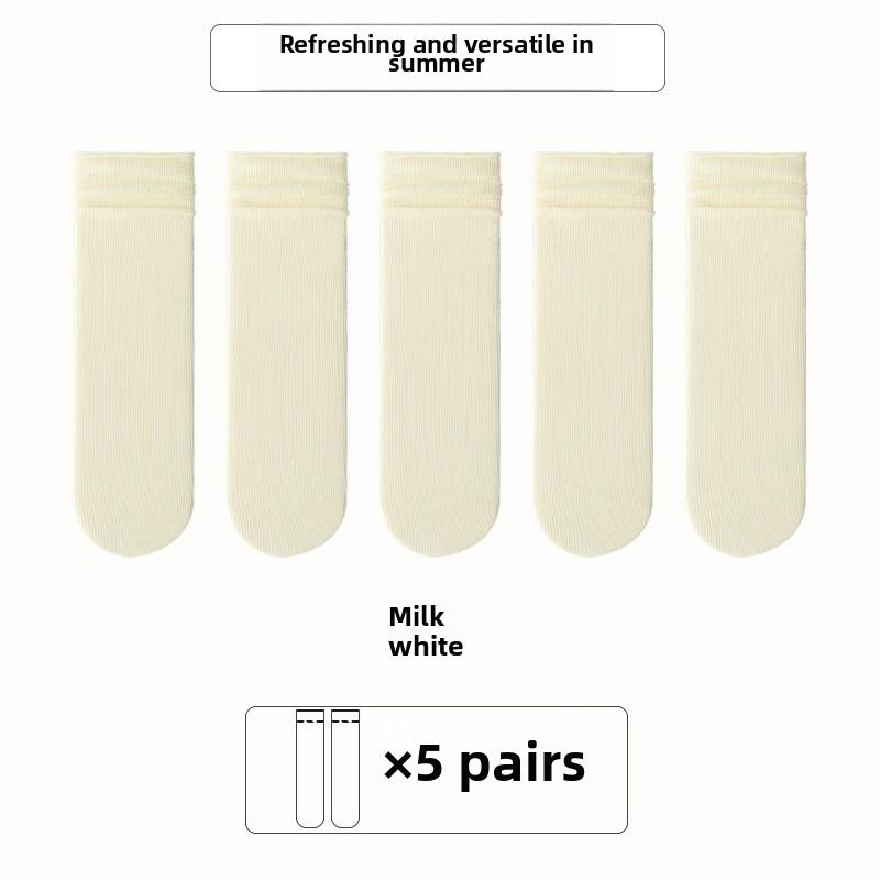 5 Pairs of Women's Summer Thin Long Tube Pile Socks