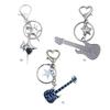 Guitar Pendant Keychain with Shimmering Stones Metal Keyring Sweet Cool Girls Key Chain Lightweight Jewelry for Bag