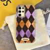 Retro Diamond Grid Pattern Women Girls Phone Case for Samsung Galaxy S25 Edge S24 S23 S22 S21 S20 FE Plus Ultra Shell TPU Cover
