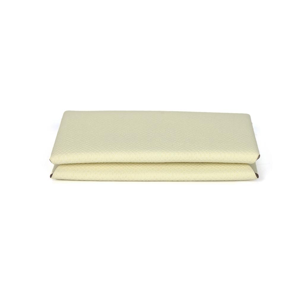 Hermes Calvi Palladium Plated Snap Epsom Leather Wallet Card Holder Women Wallet Milton-Yellow H044164CKI8