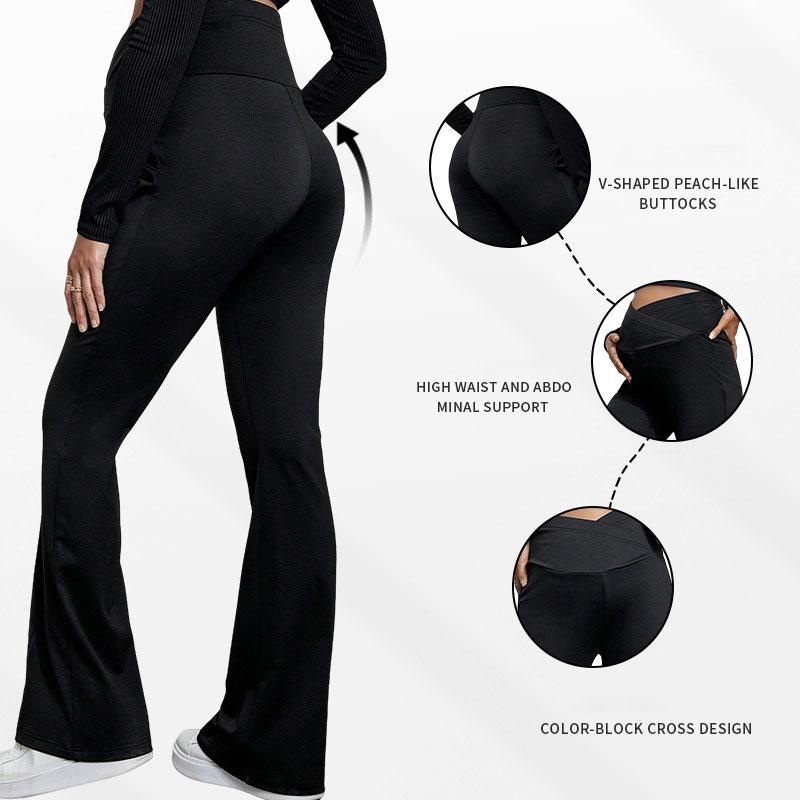 Umstands-Weitbeinhose mit Kreuzstütze in der Taille, hoher Taille, lässiger Slim-Fit, Umstands-Schlaghose für Damen mit elastischem Bund, lange Hose