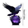 Mysterious Flying Crow Night Light with Glowing Purple Base - 3D Bird Sculpture & LED Orb for Gothic, Halloween & Home Decor