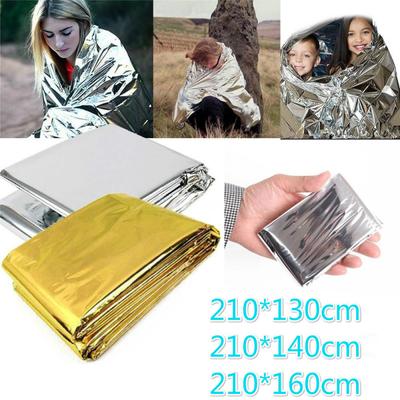 1pc 130x210cm/140x210cm/160*210cm Outdoor Hiking Kits Camping Waterproof Emergency Mylar Survival Rescue Blanket Foil Thermal Heat First Aid