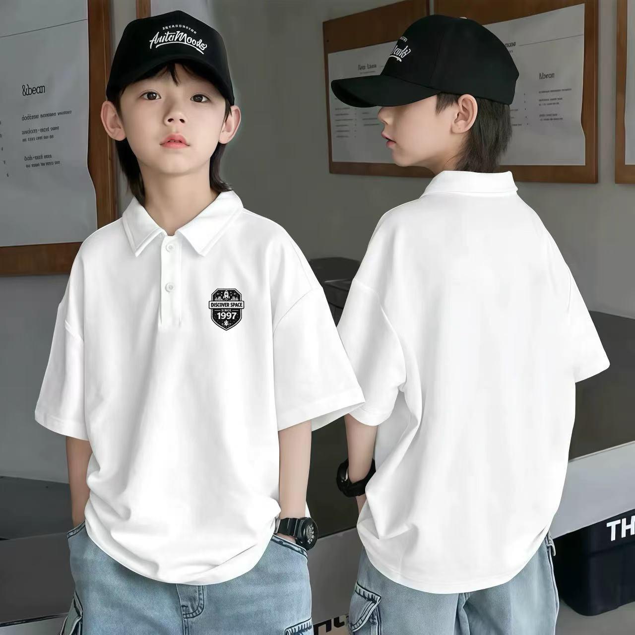 Boys Summer Cotton Polo Shirt Casual Short Sleeve Top For Big Kids 90