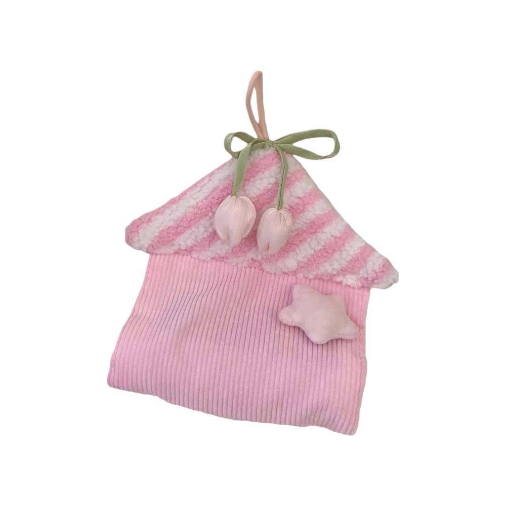 Space Saving Toilet Paper Holder Cloth Bathroom Tissue Dispenser Hanging Tissue Bag  Hotel розовый