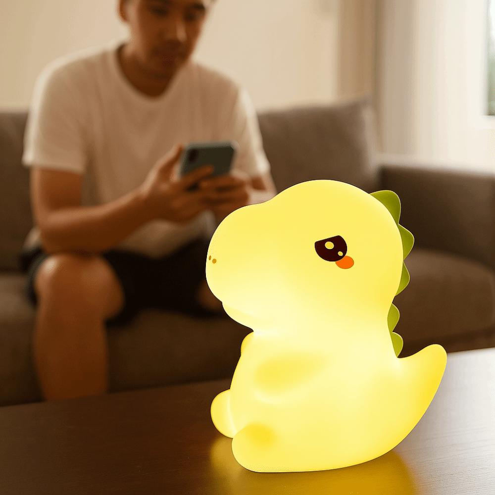USB Charging Silicone Night Light Dinosaur Shape Dimmable Lamp Cute LED Night Lamp  Bedside