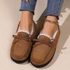 Autumn and Winter Warm Casual Shoes for Women Bowknot Round Toe All-inclusive Home Wear Cotton Shoes