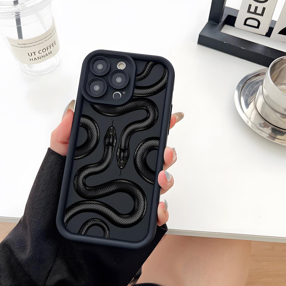 Phone Case Soft Matte Candy For IPhone 17 16 15 14 Pro Max Plus 13 12 11 Transparent Bumper Cover New Black Snake
