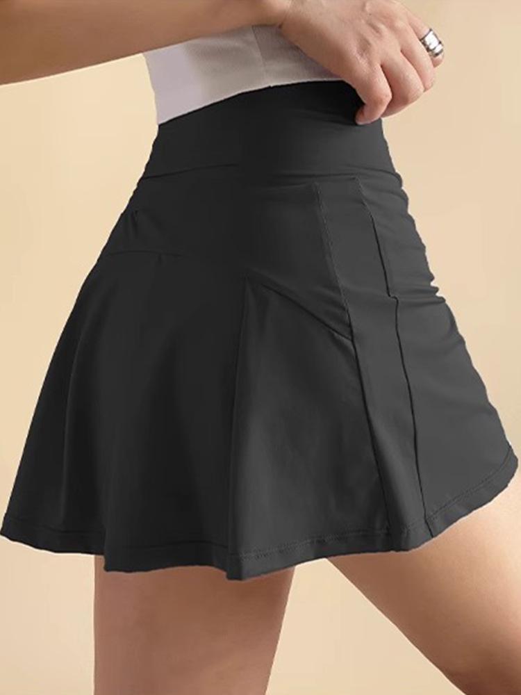 Plus Size Pleated Skort with Inner Lining for Running, Yoga, and Tennis